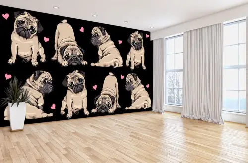 Cute Beige Pug Wallpaper Black 5 Fotor